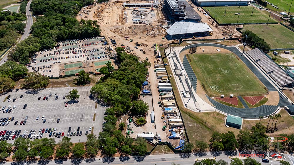 Aerial view of construction site