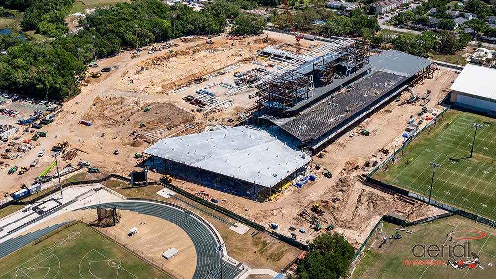 Aerial view of construction site