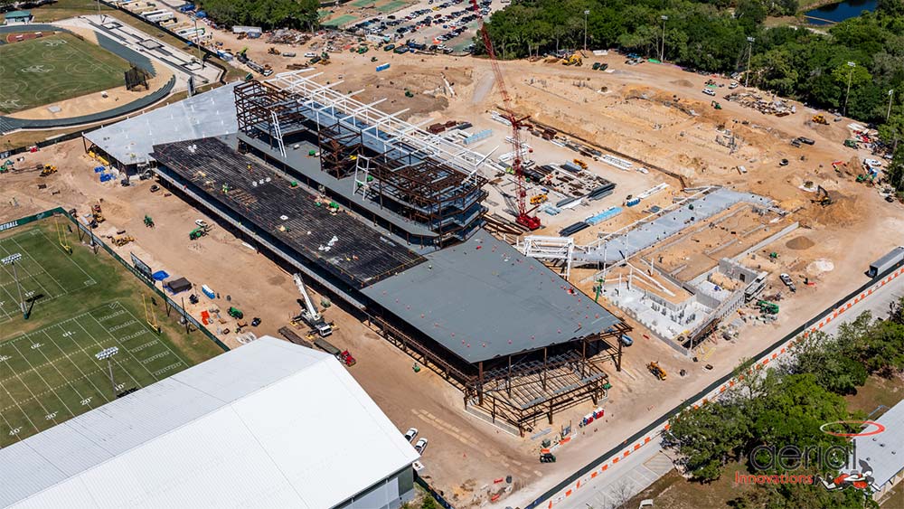 Aerial view of construction site