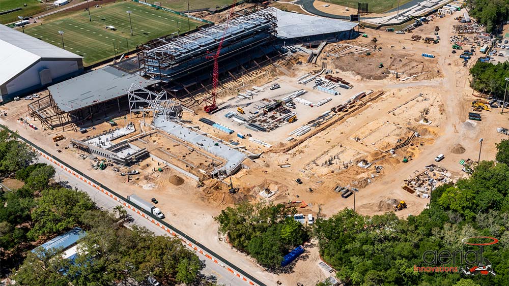 Aerial view of construction site