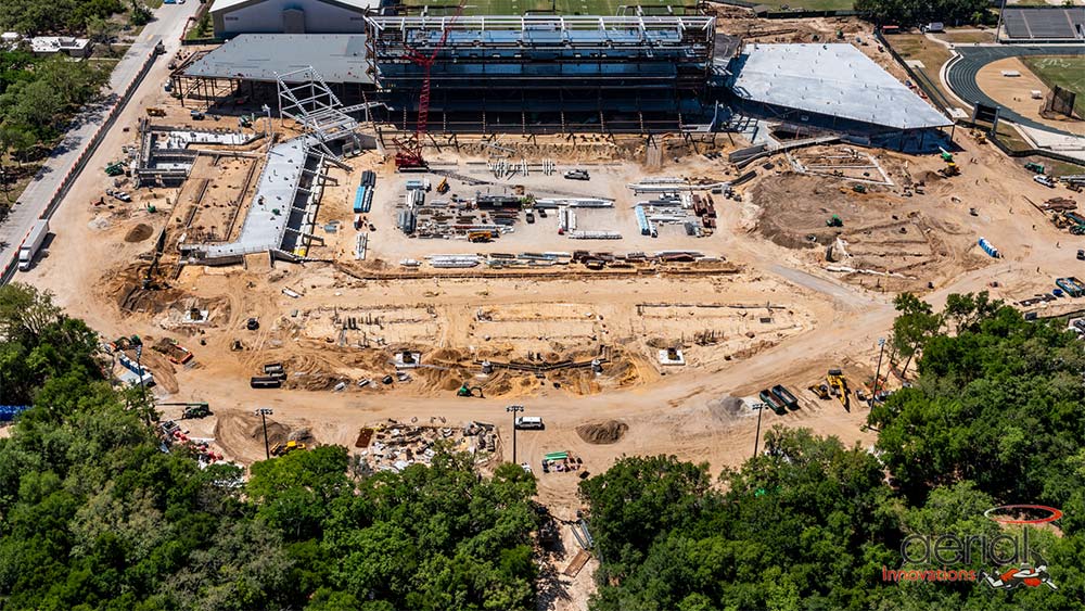 Aerial view of construction site