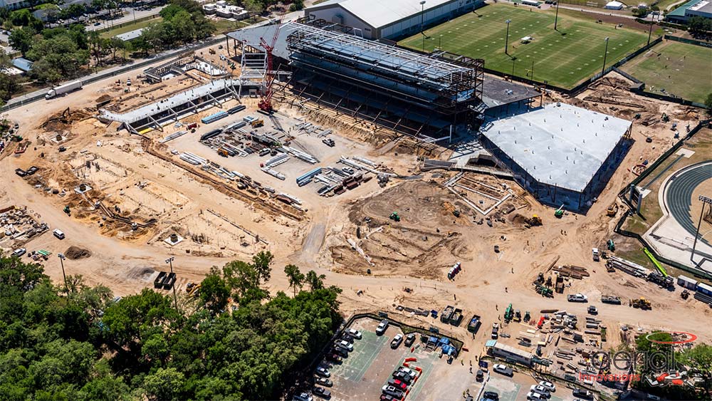 Aerial view of construction site