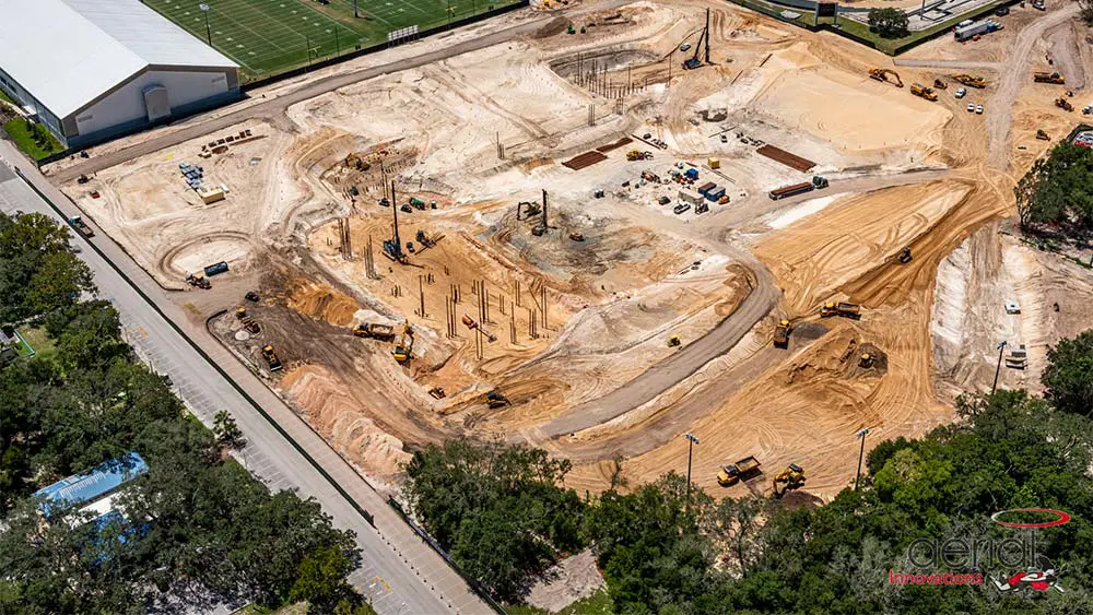 Aerial view of construction site