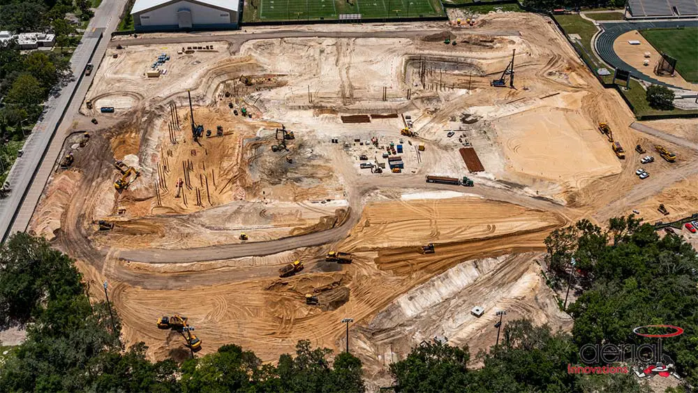 Aerial view of construction site