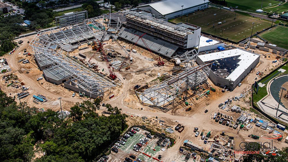 Aerial view of construction site