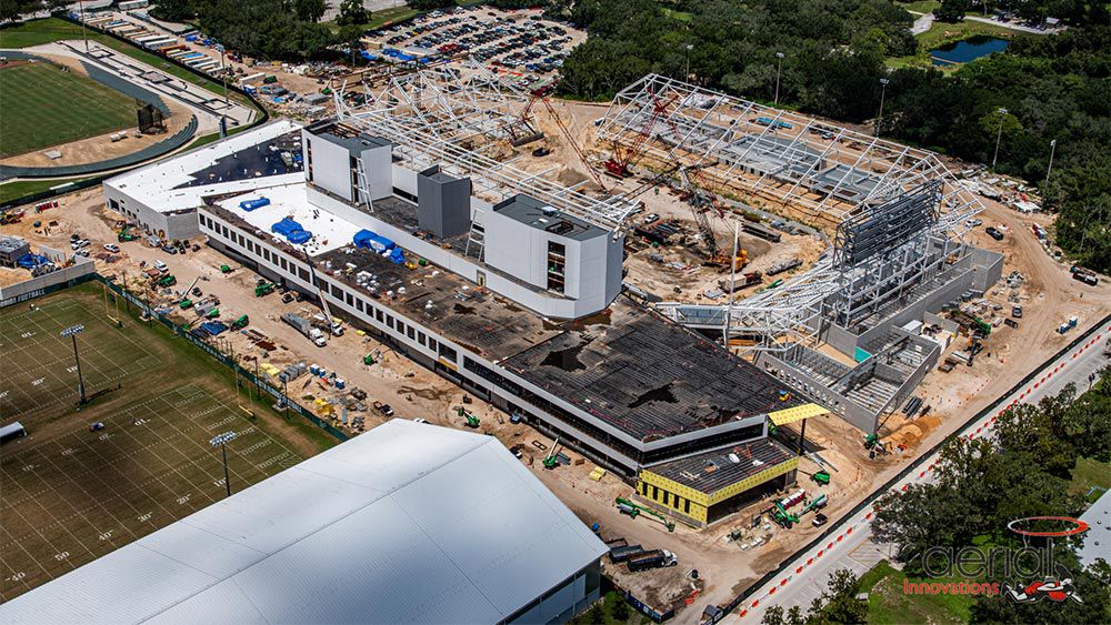 Aerial view of construction site