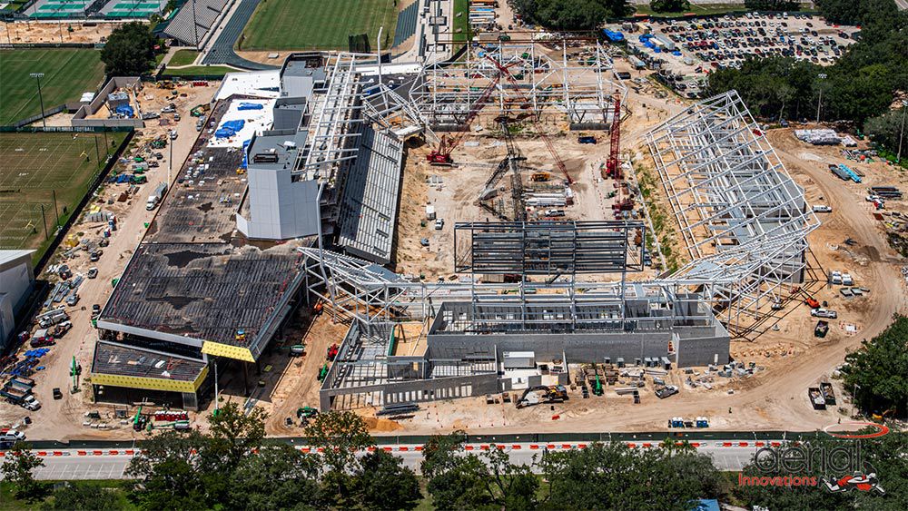 Aerial view of construction site