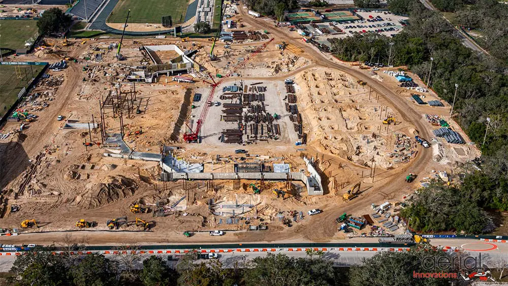 Aerial view of construction site