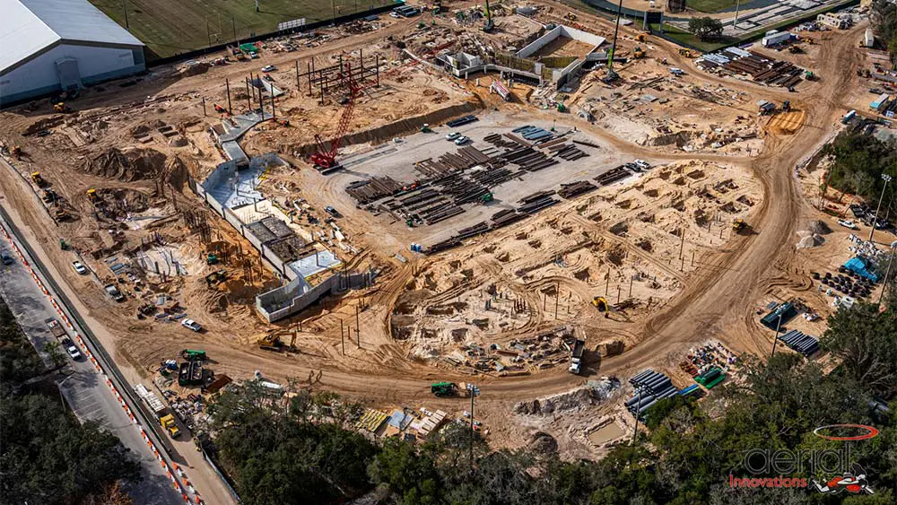 Aerial view of construction site