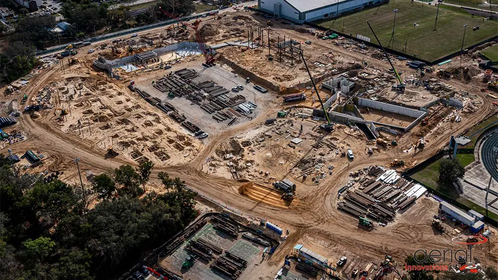 Aerial view of construction site