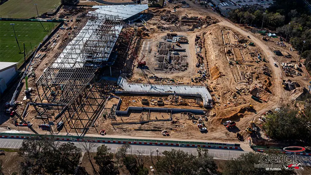 Aerial view of construction site