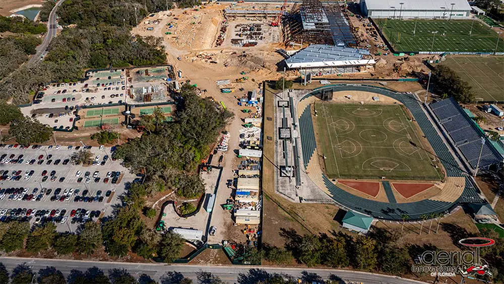 Aerial view of construction site