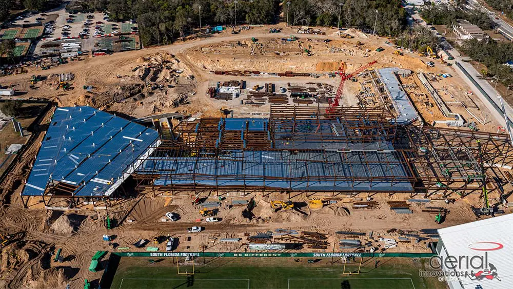 Aerial view of construction site