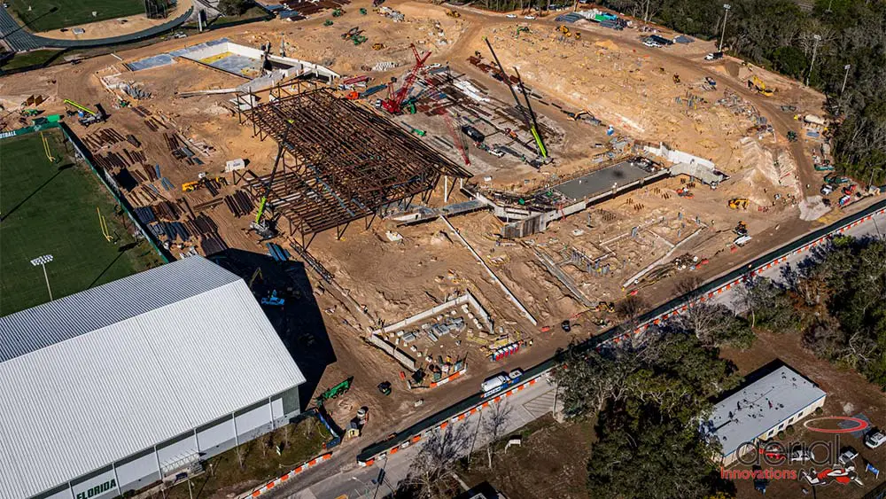 Aerial view of construction site