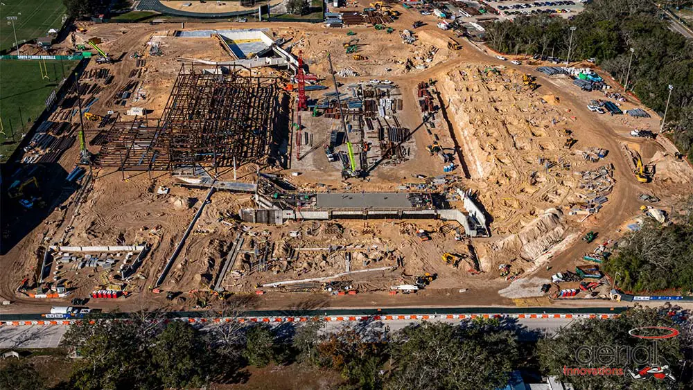 Aerial view of construction site