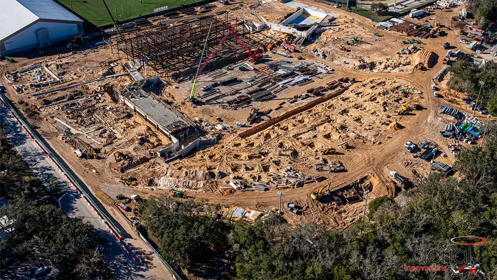 Aerial view of construction site