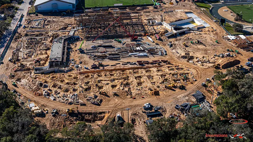 Aerial view of construction site