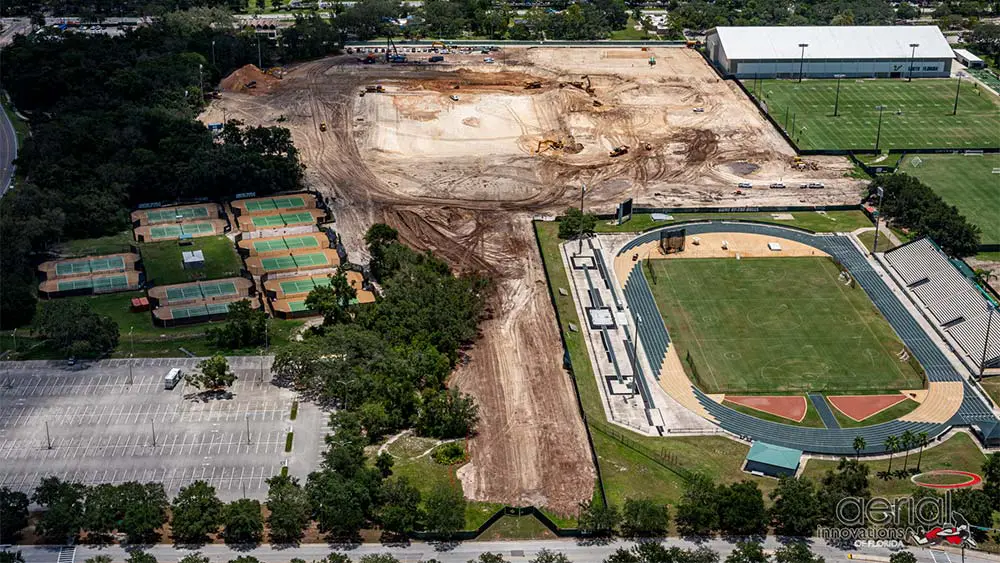 Aerial view of construction site