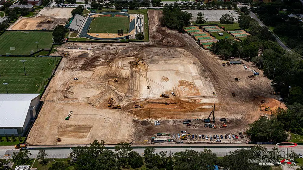 Aerial view of construction site