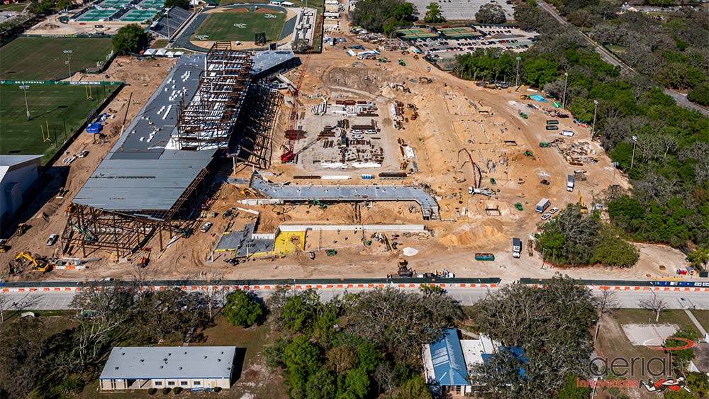 Aerial view of construction site