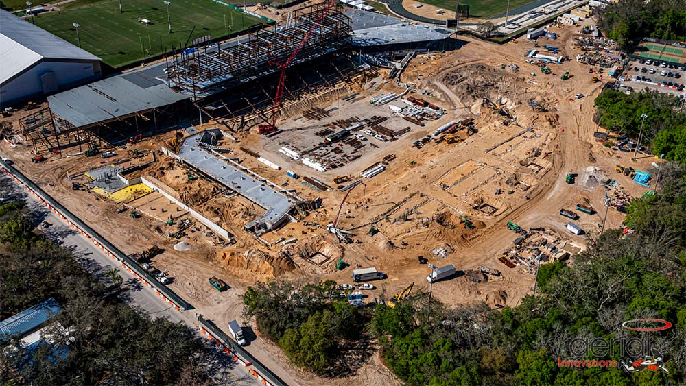 Aerial view of construction site