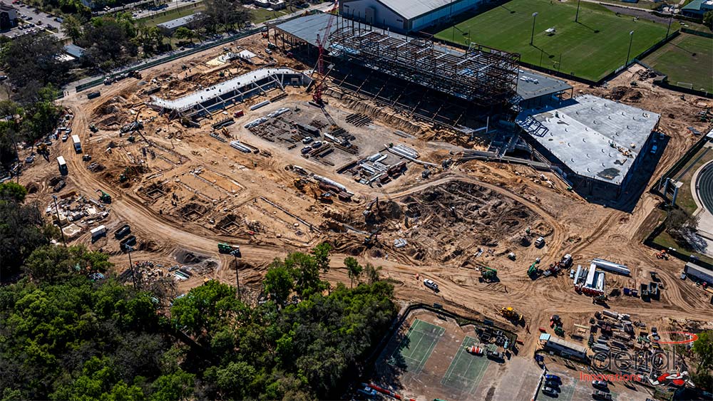 Aerial view of construction site