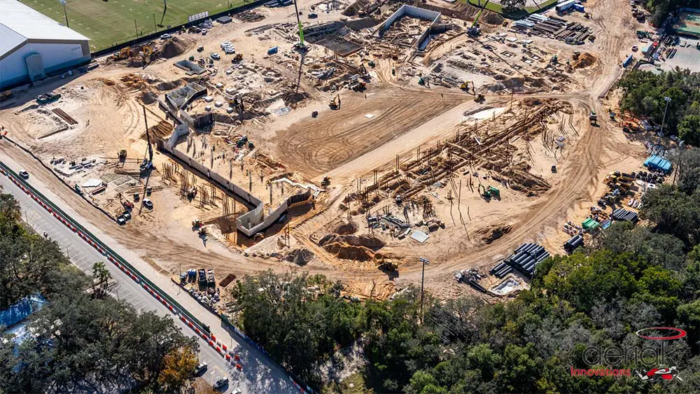 Aerial view of construction site