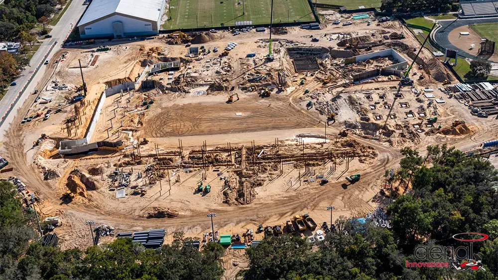 Aerial view of construction site