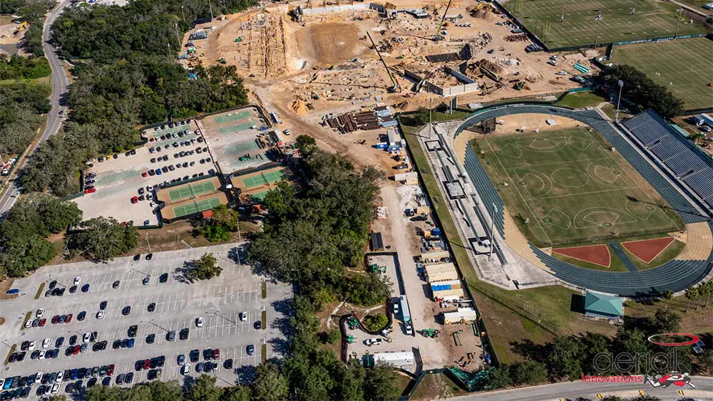 Aerial view of construction site