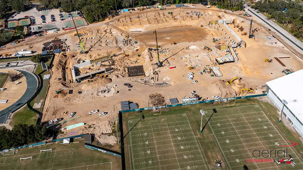 Aerial view of construction site
