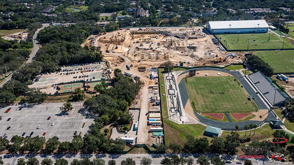 Aerial view of construction site