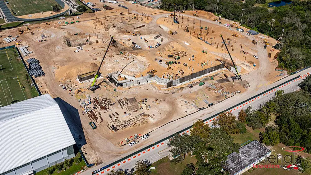 Aerial view of construction site
