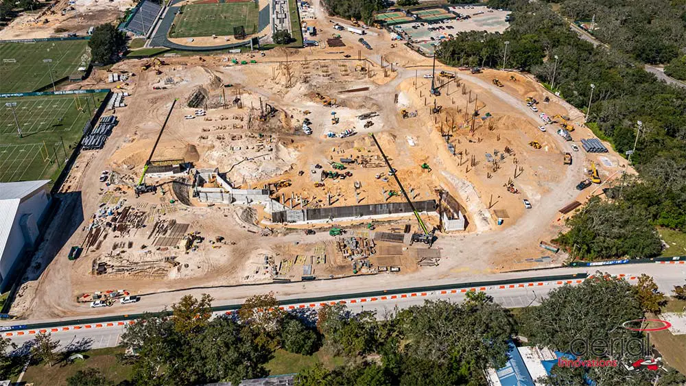 Aerial view of construction site