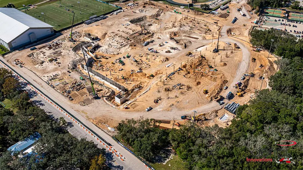 Aerial view of construction site