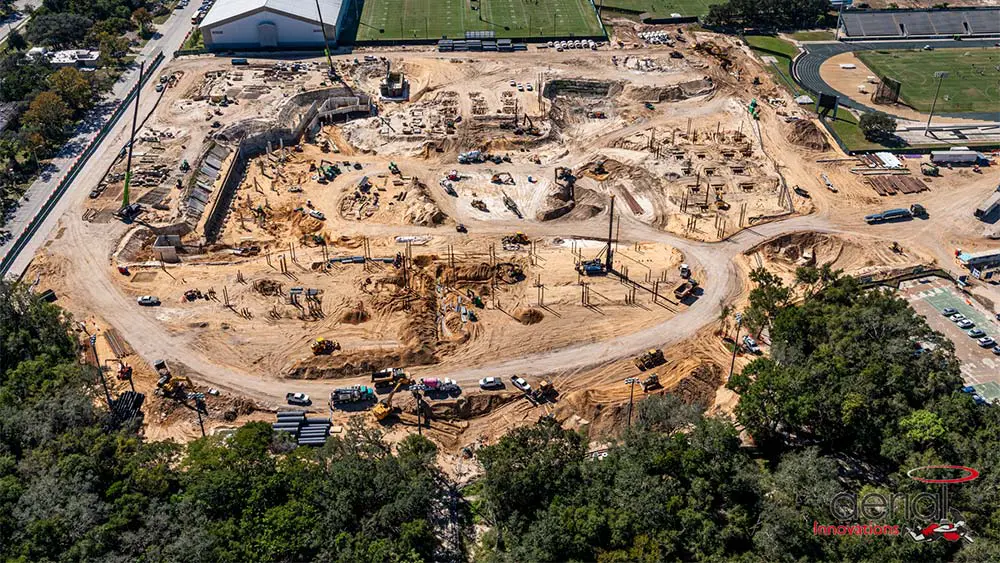 Aerial view of construction site