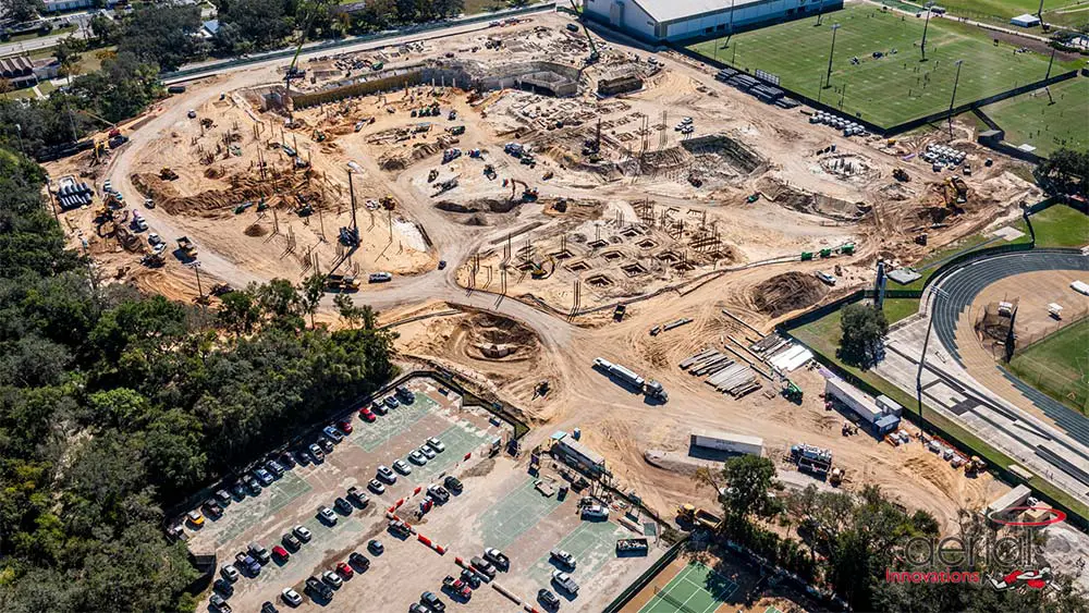 Aerial view of construction site