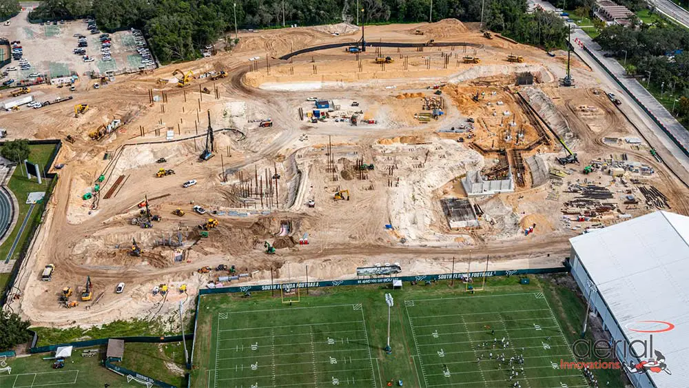 Aerial view of construction site