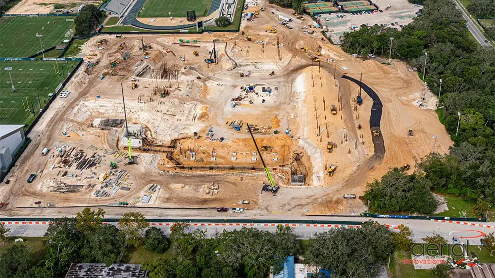 Aerial view of construction site