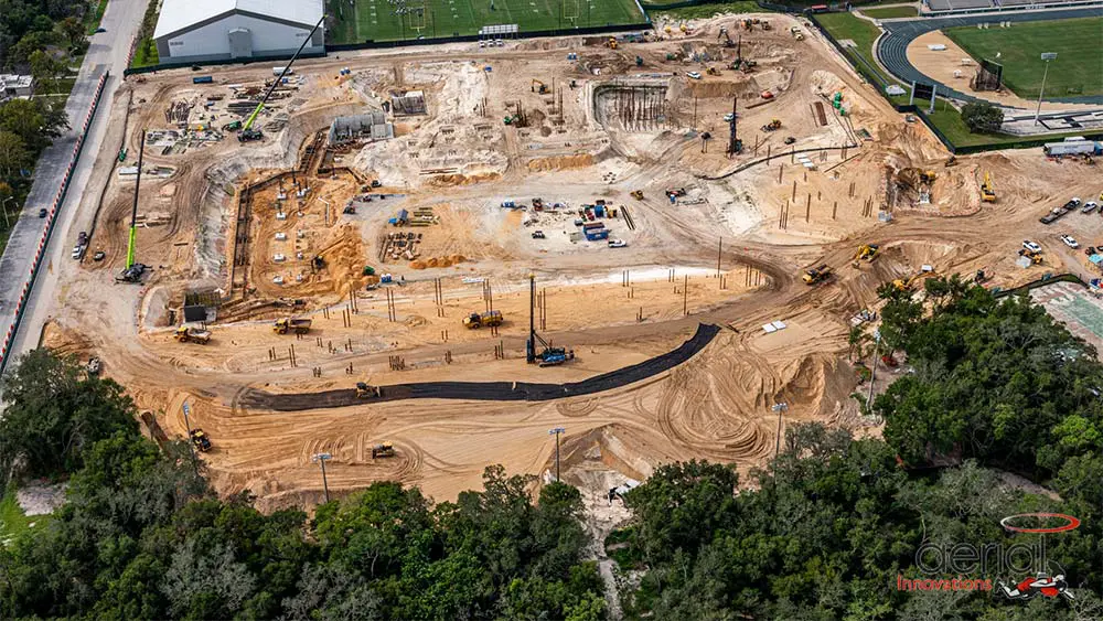 Aerial view of construction site