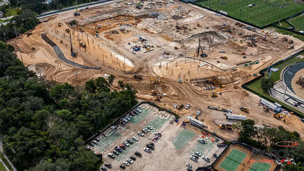 Aerial view of construction site