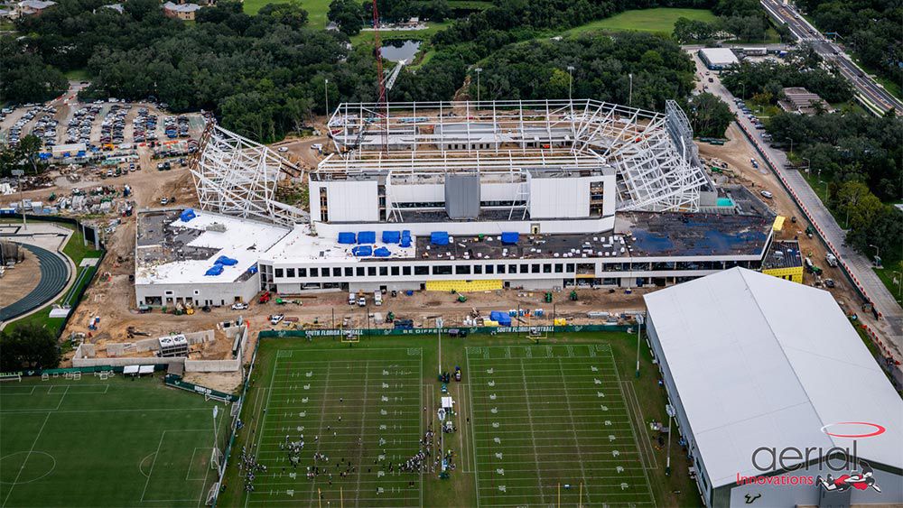 Aerial view of construction site