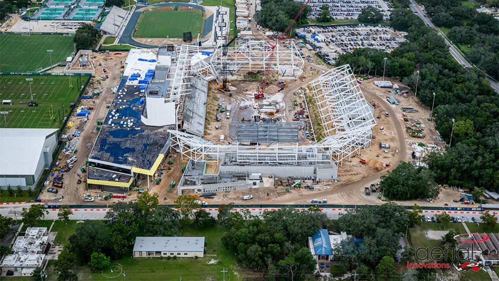 Aerial view of construction site