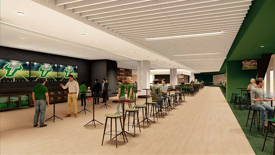 Rendering of sideline club lounge area