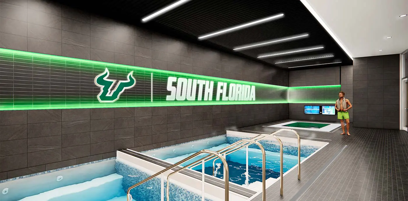 Rendering of fans walking through the concourse